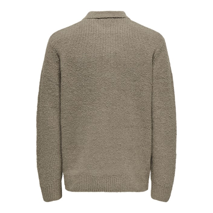 ONLY&SONS ONSDALE RLX LS POLO KNIT NOOS Walnut | Freewear ONSDALE RLX LS POLO KNIT NOOS - www.freewear.nl - Freewear