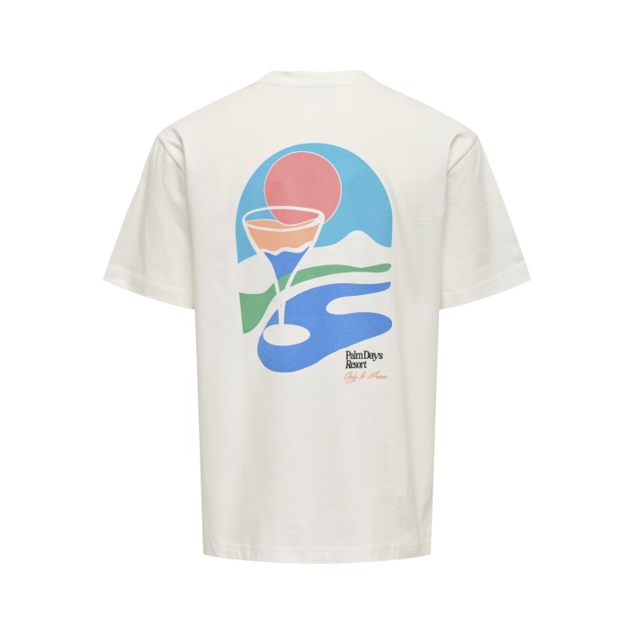 ONLY&SONS ONSPALM DAYS PRINT RLX SS TEE Cloud Dancer/PALM DAYS CLOUD | Freewear ONSPALM DAYS PRINT RLX SS TEE - www.freewear.nl - Freewear