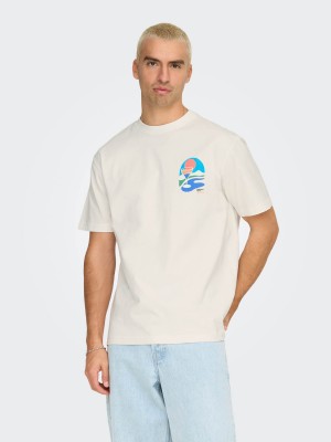 ONLY&SONS ONSPALM DAYS PRINT RLX SS TEE Cloud Dancer/PALM DAYS CLOUD | Freewear ONSPALM DAYS PRINT RLX SS TEE - www.freewear.nl - Freewear