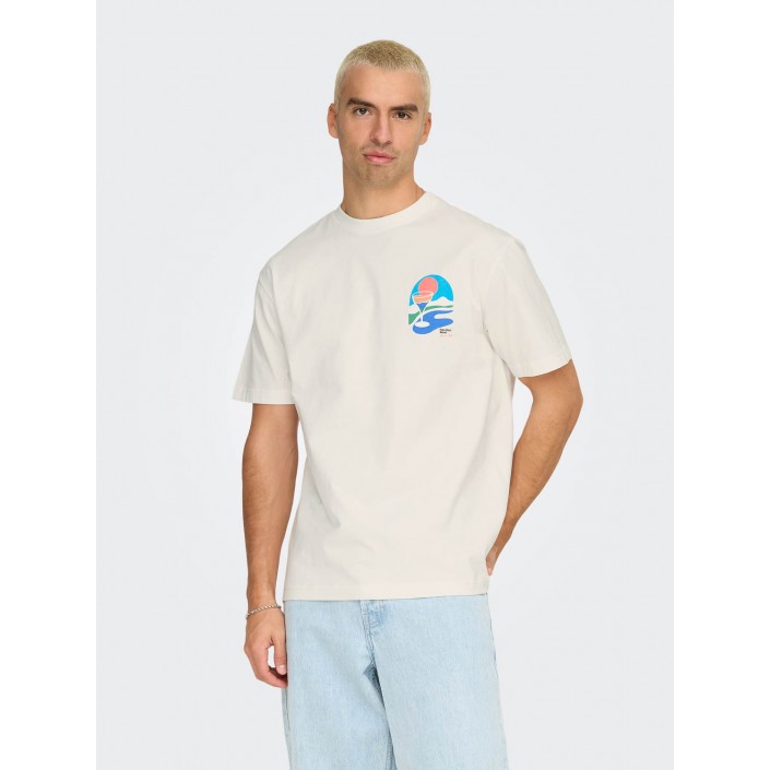 ONLY&SONS ONSPALM DAYS PRINT RLX SS TEE Cloud Dancer/PALM DAYS CLOUD | Freewear ONSPALM DAYS PRINT RLX SS TEE - www.freewear.nl - Freewear