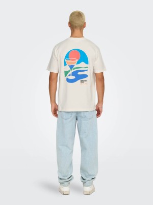 ONLY&SONS ONSPALM DAYS PRINT RLX SS TEE Cloud Dancer/PALM DAYS CLOUD | Freewear ONSPALM DAYS PRINT RLX SS TEE - www.freewear.nl - Freewear