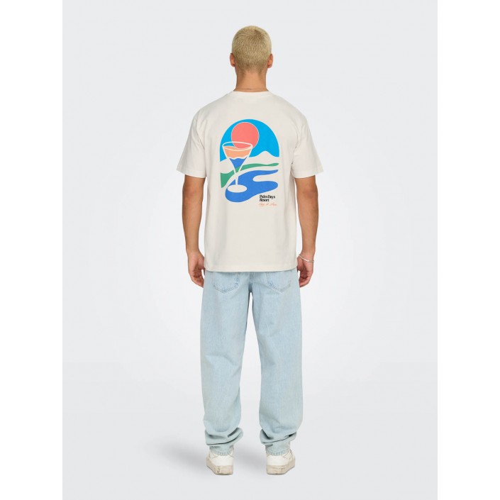 ONLY&SONS ONSPALM DAYS PRINT RLX SS TEE Cloud Dancer/PALM DAYS CLOUD | Freewear ONSPALM DAYS PRINT RLX SS TEE - www.freewear.nl - Freewear