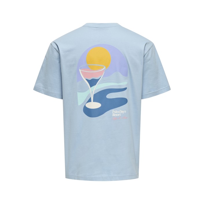 ONLY&SONS ONSPALM DAYS PRINT RLX SS TEE Powder Blue/PALM DAYS POWDER | Freewear ONSPALM DAYS PRINT RLX SS TEE - www.freewear.nl - Freewear