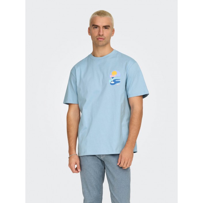 ONLY&SONS ONSPALM DAYS PRINT RLX SS TEE Powder Blue/PALM DAYS POWDER | Freewear ONSPALM DAYS PRINT RLX SS TEE - www.freewear.nl - Freewear