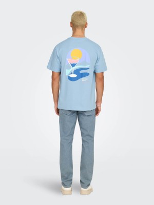 ONLY&SONS ONSPALM DAYS PRINT RLX SS TEE Powder Blue/PALM DAYS POWDER | Freewear ONSPALM DAYS PRINT RLX SS TEE - www.freewear.nl - Freewear