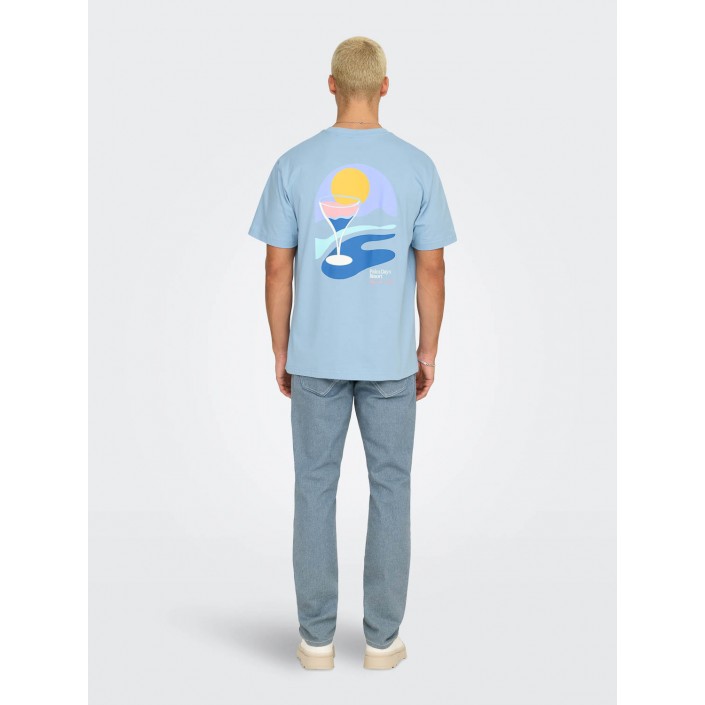 ONLY&SONS ONSPALM DAYS PRINT RLX SS TEE Powder Blue/PALM DAYS POWDER | Freewear ONSPALM DAYS PRINT RLX SS TEE - www.freewear.nl - Freewear