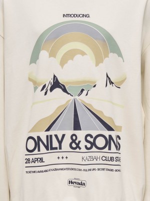 ONLY&SONS OSJROAD OVZ LS O-NECK UB SWT Tofu/Sky | Freewear OSJROAD OVZ LS O-NECK UB SWT - www.freewear.nl - Freewear