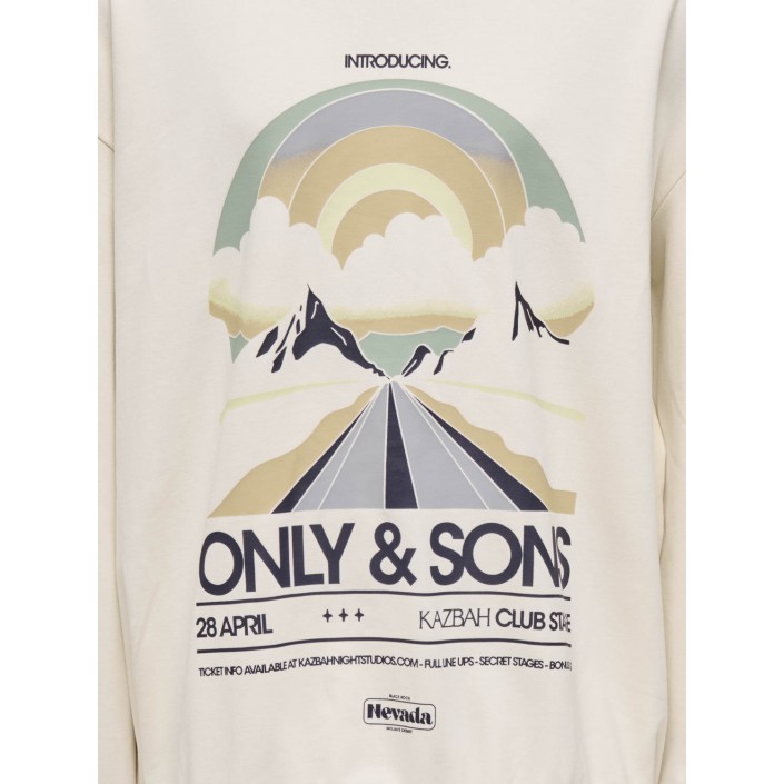 ONLY&SONS OSJROAD OVZ LS O-NECK UB SWT Tofu/Sky | Freewear OSJROAD OVZ LS O-NECK UB SWT - www.freewear.nl - Freewear