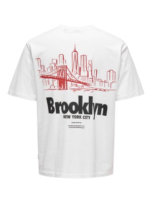 ONLY&SONS ONSKEANE RLX SS PRINT TEE NOOS Bright White/BROOKLYN | Freewear ONSKEANE RLX SS PRINT TEE NOOS - www.freewear.nl - Freewear