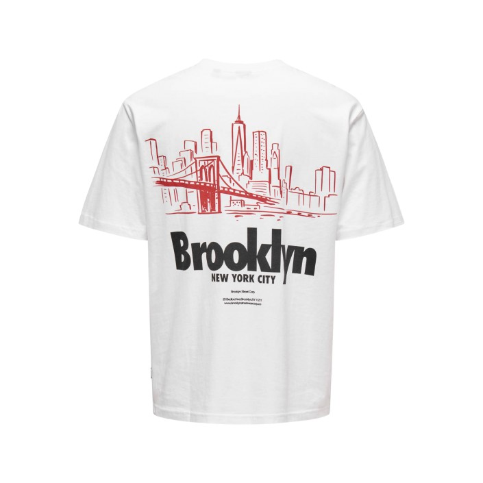 ONLY&SONS ONSKEANE RLX SS PRINT TEE NOOS Bright White/BROOKLYN | Freewear ONSKEANE RLX SS PRINT TEE NOOS - www.freewear.nl - Freewear