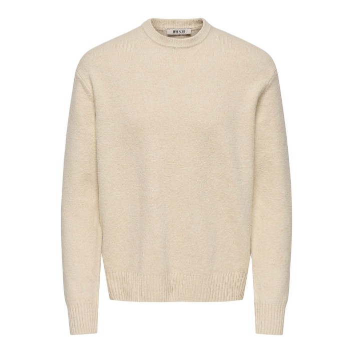 ONLY&SONS ONSJAMES RLX CREW KNIT NOOS Oatmeal | Freewear ONSJAMES RLX CREW KNIT NOOS - www.freewear.nl - Freewear