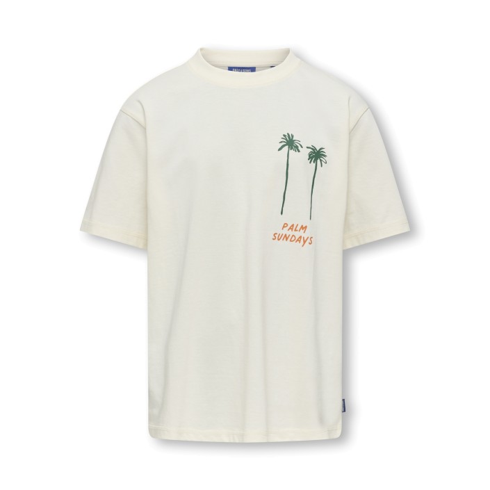 ONLY&SONS OSJMENES  LOOSE SS O-NECK JRS Tofu/Palms | Freewear OSJMENES  LOOSE SS O-NECK JRS - www.freewear.nl - Freewear