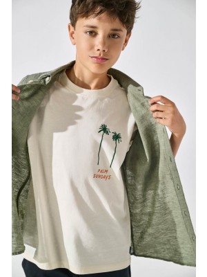 ONLY&SONS OSJMENES  LOOSE SS O-NECK JRS Tofu/Palms | Freewear OSJMENES  LOOSE SS O-NECK JRS - www.freewear.nl - Freewear