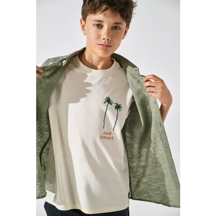 ONLY&SONS OSJMENES  LOOSE SS O-NECK JRS Tofu/Palms | Freewear OSJMENES  LOOSE SS O-NECK JRS - www.freewear.nl - Freewear