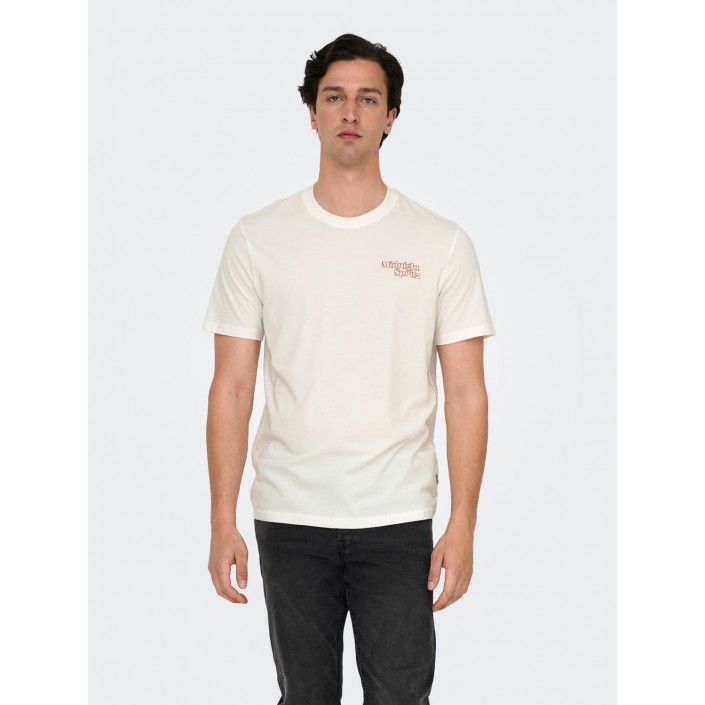 ONLY&SONS ONSCHRIS LIFE REG SS TEE Cloud Dancer/MIDNIGHT SPRITZ CLO | Freewear ONSCHRIS LIFE REG SS TEE - www.freewear.nl - Freewear