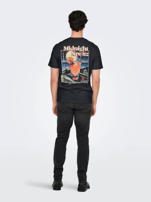 ONLY&SONS ONSCHRIS LIFE REG SS TEE Jet Black/MIDNIGHT SPRITZ JET | Freewear ONSCHRIS LIFE REG SS TEE - www.freewear.nl - Freewear