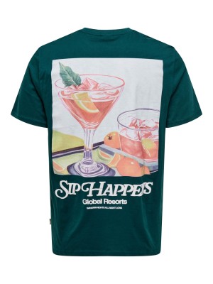 ONLY&SONS ONSCHRIS LIFE REG SS TEE Dark Sea/SIP HAPPENS DARK | Freewear ONSCHRIS LIFE REG SS TEE - www.freewear.nl - Freewear