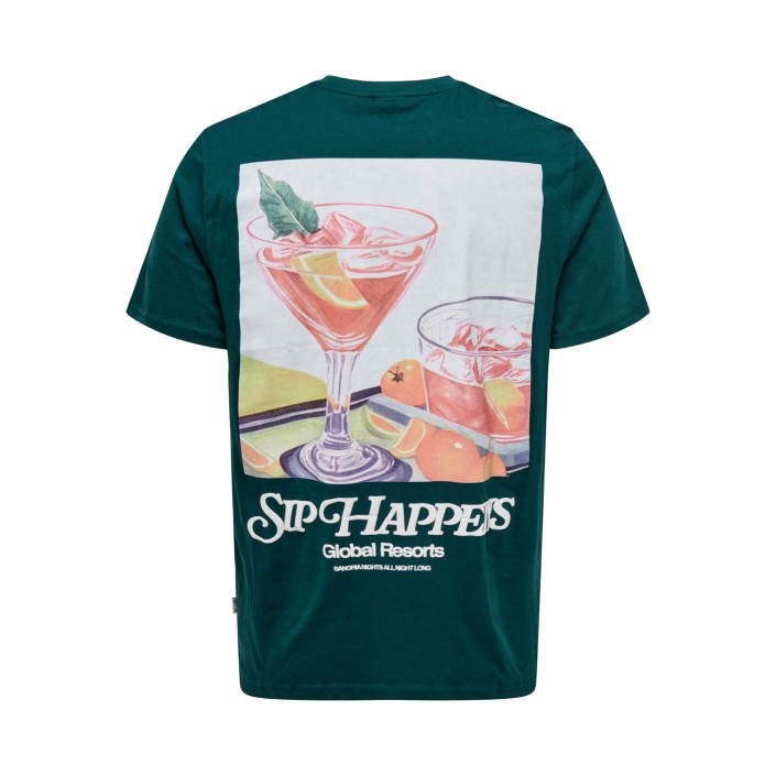 ONLY&SONS ONSCHRIS LIFE REG SS TEE Dark Sea/SIP HAPPENS DARK | Freewear ONSCHRIS LIFE REG SS TEE - www.freewear.nl - Freewear