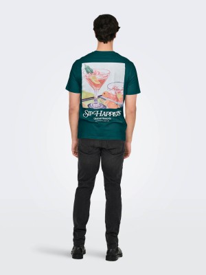 ONLY&SONS ONSCHRIS LIFE REG SS TEE Dark Sea/SIP HAPPENS DARK | Freewear ONSCHRIS LIFE REG SS TEE - www.freewear.nl - Freewear