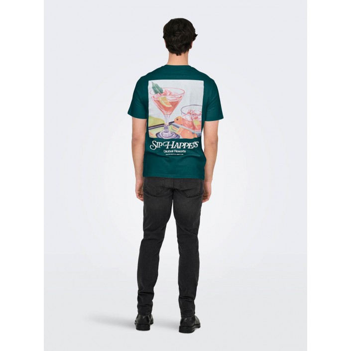 ONLY&SONS ONSCHRIS LIFE REG SS TEE Dark Sea/SIP HAPPENS DARK | Freewear ONSCHRIS LIFE REG SS TEE - www.freewear.nl - Freewear