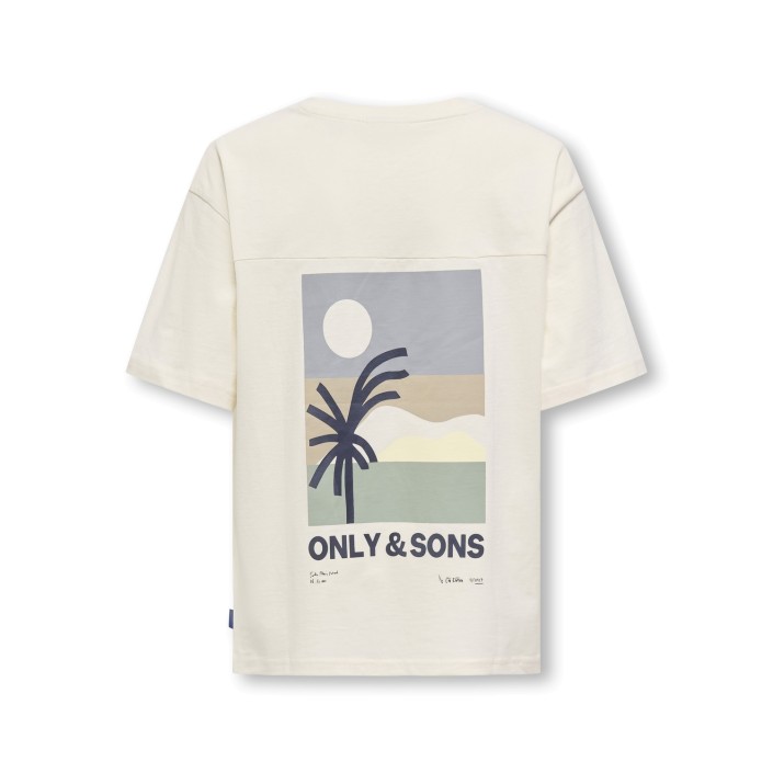 ONLY&SONS OSJARTSY LIFE SS OVS B. PRINTED TEE: Tofu/BACK PALM FRONT OS | Freewear OSJARTSY LIFE SS OVS B. PRINTED TEE: - www.freewear.nl - Freewear