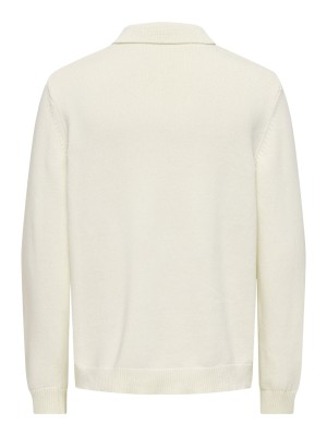 ONLY&SONS ONSHOPE RLX  LS POLO KNIT LIFE Egret | Freewear ONSHOPE RLX  LS POLO KNIT LIFE - www.freewear.nl - Freewear