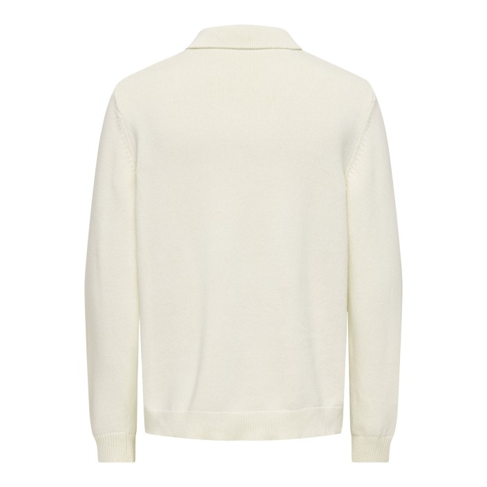 ONLY&SONS ONSHOPE RLX  LS POLO KNIT LIFE Egret | Freewear ONSHOPE RLX  LS POLO KNIT LIFE - www.freewear.nl - Freewear