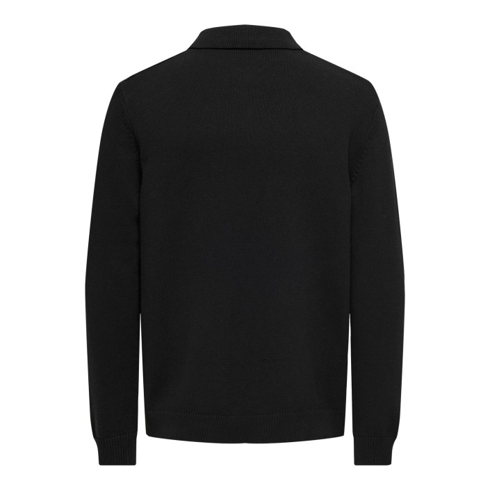 ONLY&SONS ONSHOPE RLX  LS POLO KNIT LIFE Black | Freewear ONSHOPE RLX  LS POLO KNIT LIFE - www.freewear.nl - Freewear