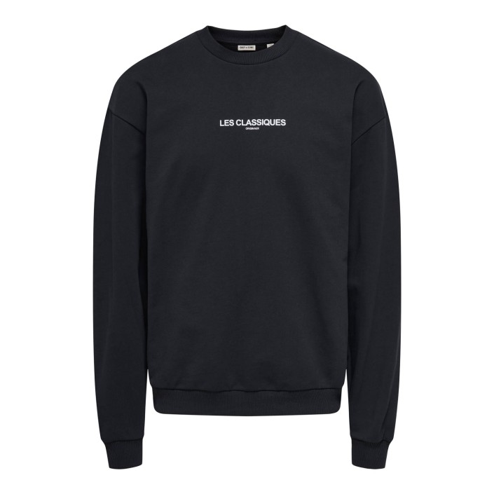 ONLY&SONS ONSLES CLASSIQUES LOOSE CREWNECK N Jet Black | Freewear ONSLES CLASSIQUES LOOSE CREWNECK N - www.freewear.nl - Freewear