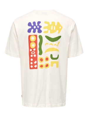 ONLY&SONS ONSMALIK ART LIFE RLX SS TEE CS Cloud Dancer/ABSTRACT CLOUD | Freewear ONSMALIK ART LIFE RLX SS TEE CS - www.freewear.nl - Freewear