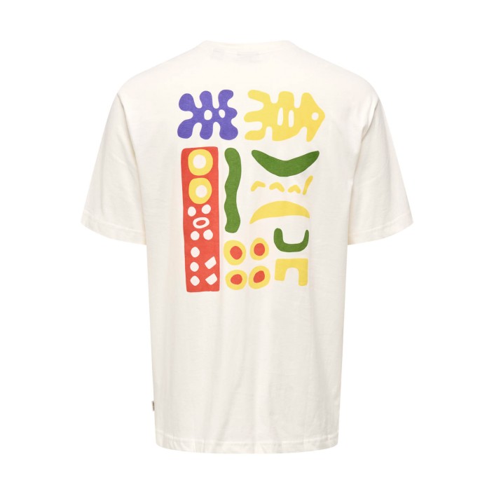 ONLY&SONS ONSMALIK ART LIFE RLX SS TEE CS Cloud Dancer/ABSTRACT CLOUD | Freewear ONSMALIK ART LIFE RLX SS TEE CS - www.freewear.nl - Freewear