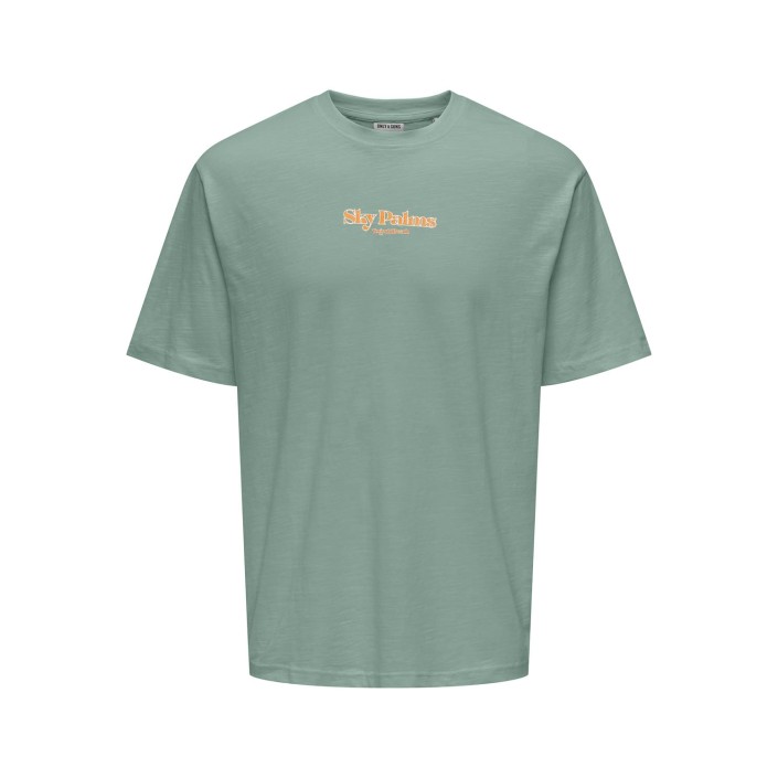 ONLY&SONS OSJLUIS PALM RLX SS TEE JRS Iceberg Green/SKY PALMS | Freewear OSJLUIS PALM RLX SS TEE JRS - www.freewear.nl - Freewear
