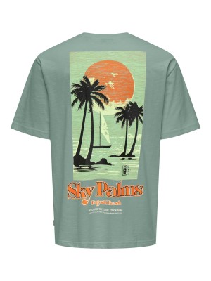 ONLY&SONS OSJLUIS PALM RLX SS TEE JRS Iceberg Green/SKY PALMS | Freewear OSJLUIS PALM RLX SS TEE JRS - www.freewear.nl - Freewear