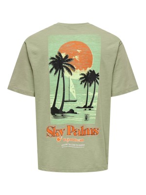 ONLY&SONS ONSLUIS PALM RLX SS TEE CS Laurel Oak/LAURAL OAK SKY PALMS | Freewear ONSLUIS PALM RLX SS TEE CS - www.freewear.nl - Freewear