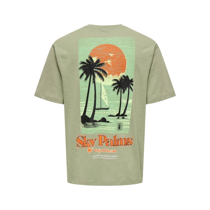 ONLY&SONS ONSLUIS PALM RLX SS TEE CS Laurel Oak/LAURAL OAK SKY PALMS | Freewear ONSLUIS PALM RLX SS TEE CS - www.freewear.nl - Freewear