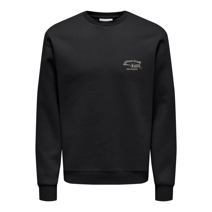 ONLY&SONS ONSALFRESCO REG CREW NECK Black/AMALFI | Freewear ONSALFRESCO REG CREW NECK - www.freewear.nl - Freewear