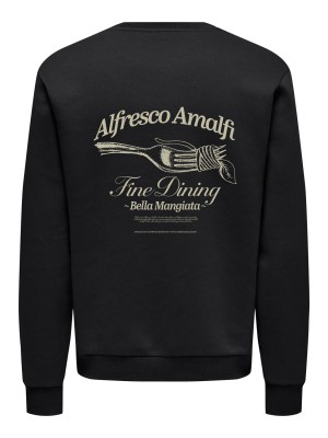 ONLY&SONS ONSALFRESCO REG CREW NECK Black/AMALFI | Freewear ONSALFRESCO REG CREW NECK - www.freewear.nl - Freewear