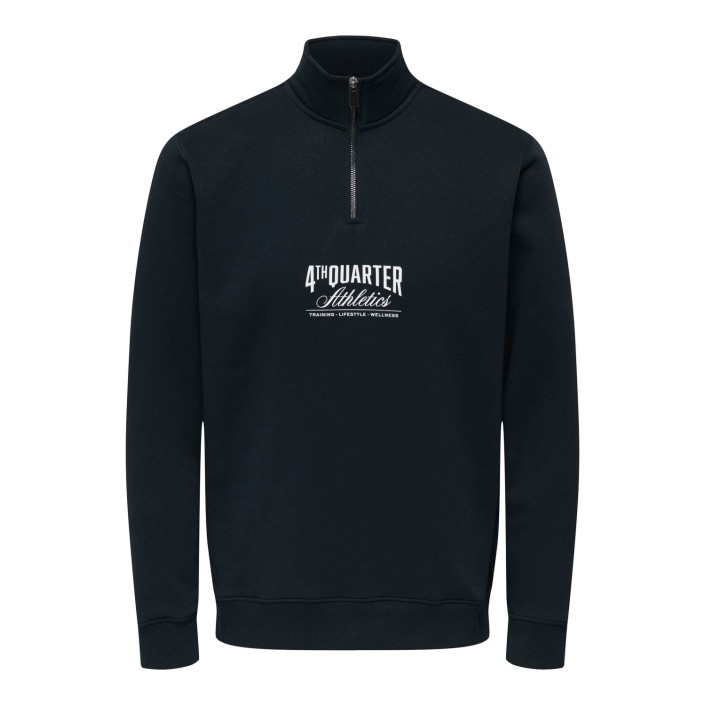 ONLY&SONS ONSCERES PRINTET REG HALF ZIP Black/QUARTER | Freewear ONSCERES PRINTET REG HALF ZIP - www.freewear.nl - Freewear