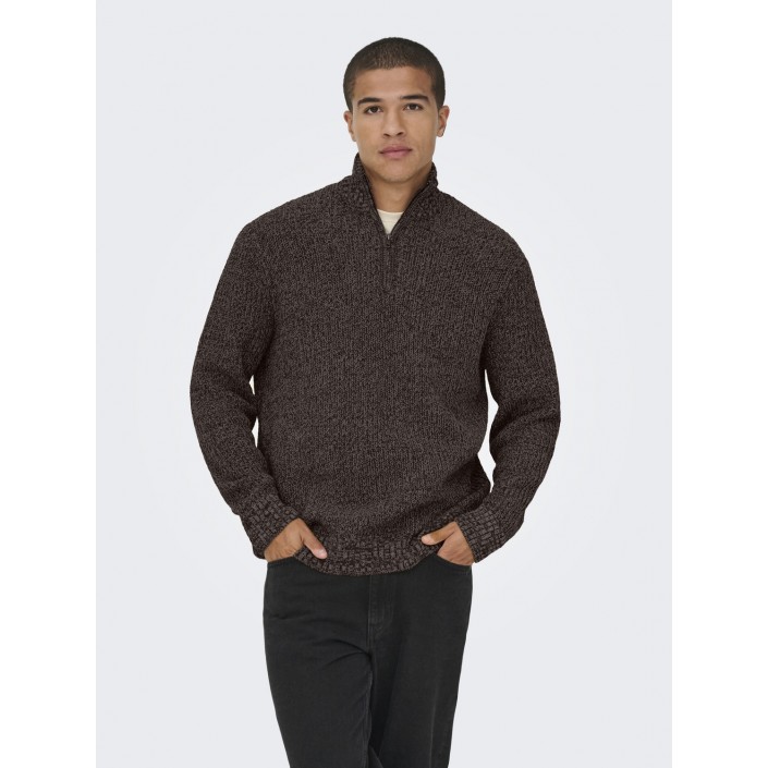 ONLY&SONS ONSJOIN REG LS HIGH NECK KNIT CAMP Sequoia/COFFEE BEAN | Freewear ONSJOIN REG LS HIGH NECK KNIT CAMP - www.freewear.nl - Freewear