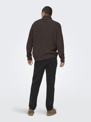 ONLY&SONS ONSJOIN REG LS HIGH NECK KNIT CAMP Sequoia/COFFEE BEAN | Freewear ONSJOIN REG LS HIGH NECK KNIT CAMP - www.freewear.nl - Freewear