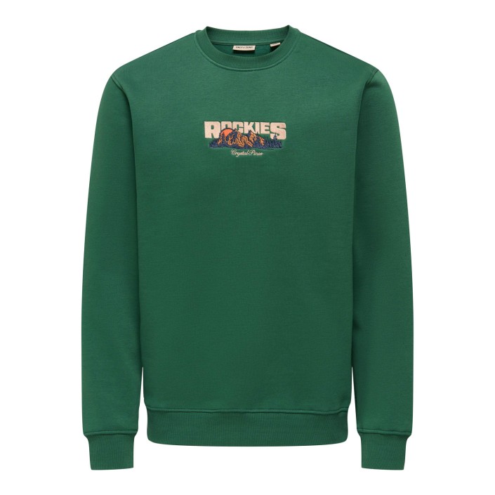ONLY&SONS ONSCONNOR SIMPLE LIFE REG LS CREW S: Trekking Green/ROCKIES | Freewear ONSCONNOR SIMPLE LIFE REG LS CREW S: - www.freewear.nl - Freewear