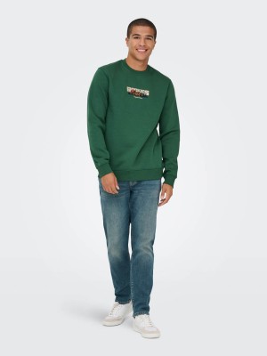 ONLY&SONS ONSCONNOR SIMPLE LIFE REG LS CREW S: Trekking Green/ROCKIES | Freewear ONSCONNOR SIMPLE LIFE REG LS CREW S: - www.freewear.nl - Freewear