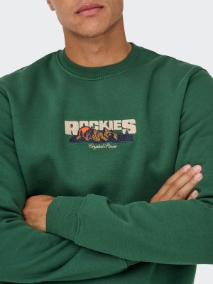 ONLY&SONS ONSCONNOR SIMPLE LIFE REG LS CREW S: Trekking Green/ROCKIES | Freewear ONSCONNOR SIMPLE LIFE REG LS CREW S: - www.freewear.nl - Freewear