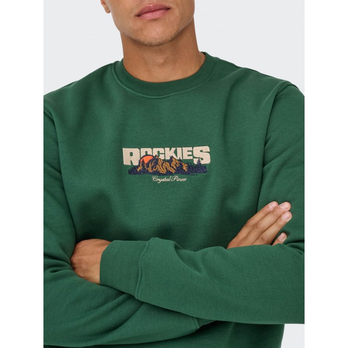 ONLY&SONS ONSCONNOR SIMPLE LIFE REG LS CREW S: Trekking Green/ROCKIES | Freewear ONSCONNOR SIMPLE LIFE REG LS CREW S: - www.freewear.nl - Freewear