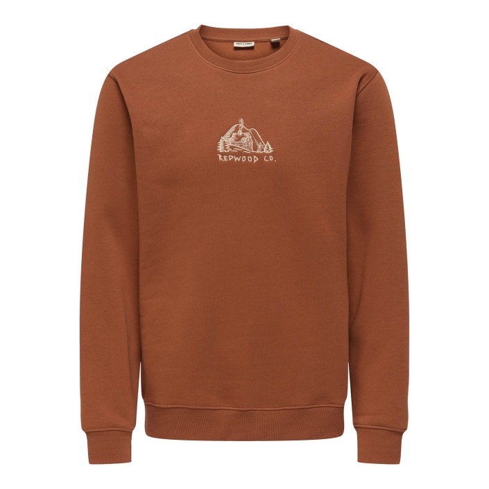 ONLY&SONS ONSCONNOR SIMPLE LIFE REG LS CREW S: Sequoia/REDWOOD CO | Freewear ONSCONNOR SIMPLE LIFE REG LS CREW S: - www.freewear.nl - Freewear
