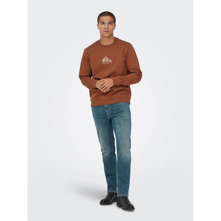 ONLY&SONS ONSCONNOR SIMPLE LIFE REG LS CREW S: Sequoia/REDWOOD CO | Freewear ONSCONNOR SIMPLE LIFE REG LS CREW S: - www.freewear.nl - Freewear
