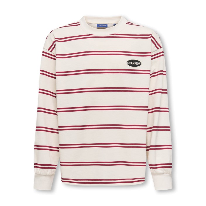 ONLY&SONS OSJANDREW LIFE RLX STRIPE LS SWT Tofu/TIBETAN RED | Freewear OSJANDREW LIFE RLX STRIPE LS SWT - www.freewear.nl - Freewear