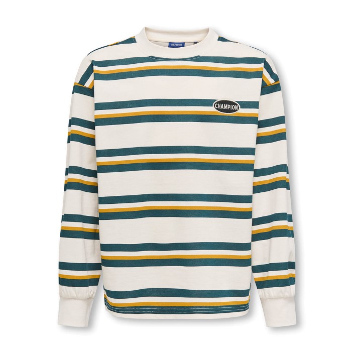 ONLY&SONS OSJANDREW LIFE RLX STRIPE LS SWT Tofu/DARK SEA | Freewear OSJANDREW LIFE RLX STRIPE LS SWT - www.freewear.nl - Freewear