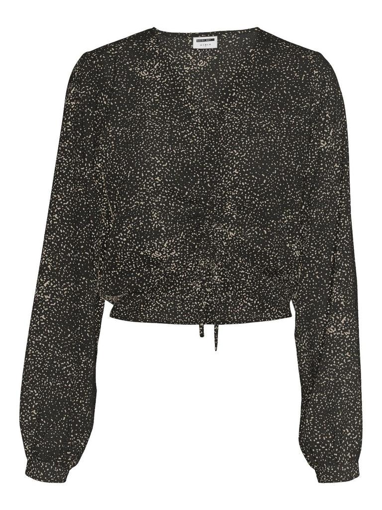 Noisy May NMCLARA L/S V-NECK SHIRT WVN Dames Top Black - Maat S