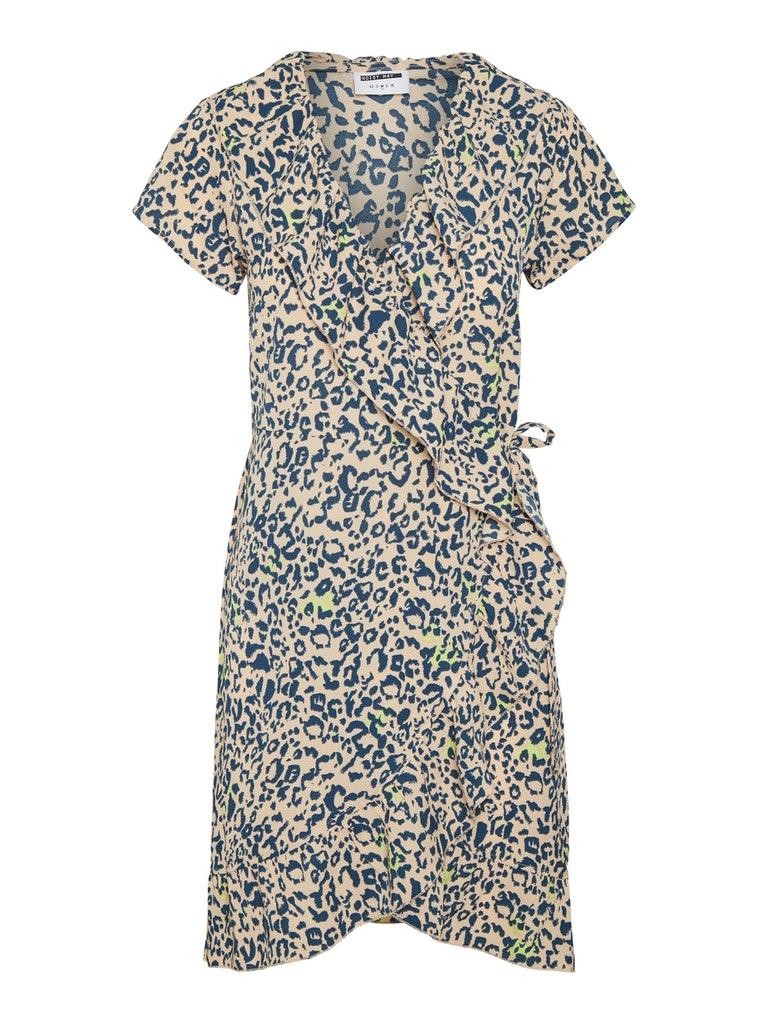 Noisy may Jurk Nmclara  S/s Wrap Dress 27020095 Hazelnut/leo Dames Maat - S
